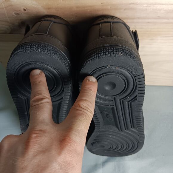 Nike Air Force 1 Mid Shoes Mens Size 14 Triple Black Leather Strap 315123-001 - Picture 8 of 16